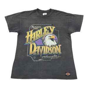 Vintage 1989 Harley Davidson Eagle Single Stitch T-Shirt Size Large Mens Gray L